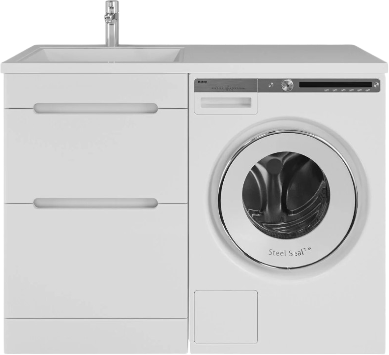 Тумба с раковиной SanStar Толедо 110 L под стиральную машину белая, раковина Даллас