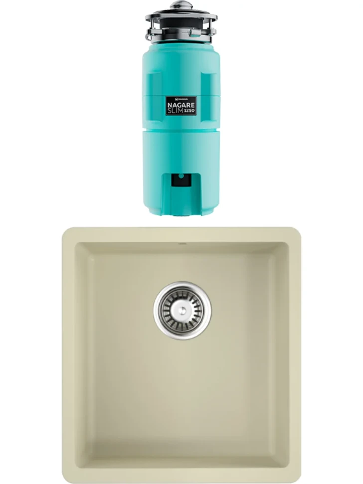 Комплект Мойка Omoikiri Kata 40-U-BE ваниль + Измельчитель Nagare slim 1250-AZ azur blue