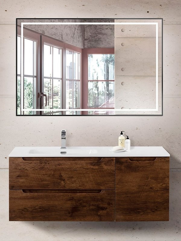 Тумба с раковиной BelBagno Etna L, 120 2 ящика, дверца, rovere moro