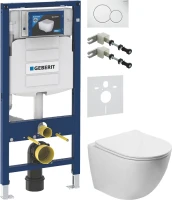 Комплект Унитаз подвесной Vincea Globo VT1-14S белый + Крепления Geberit Duofix 111.815.00.1 к стене + Звукоизоляция + Инсталляция UP 320 111.300.00.5 + Кнопка Sigma 01 115.770.11.5 белая