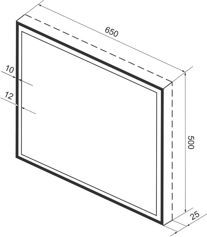 Зеркало Wellsee 7 Rays’ Spectrum 65х50 с фронтальной подсветкой, черное матовое