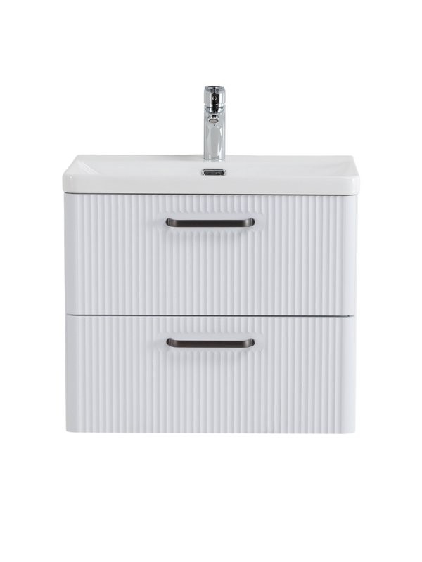 Тумба с раковиной BelBagno Due 50 ручки матовый темный никель, bianco lucido