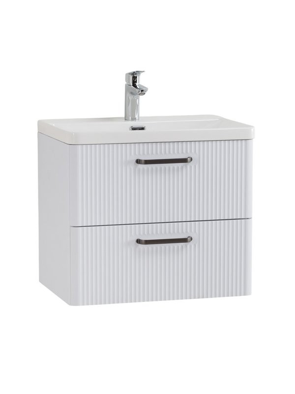 Тумба с раковиной BelBagno Due 50 ручки матовый темный никель, bianco lucido