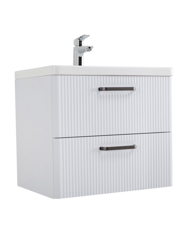 Тумба с раковиной BelBagno Due 50 ручки матовый темный никель, bianco lucido