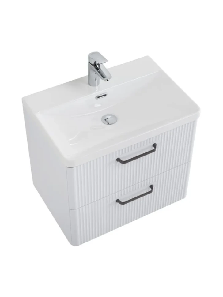 Тумба с раковиной BelBagno Due 50 ручки матовый темный никель, bianco lucido