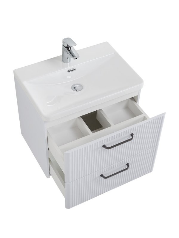 Тумба с раковиной BelBagno Due 50 ручки матовый темный никель, bianco lucido