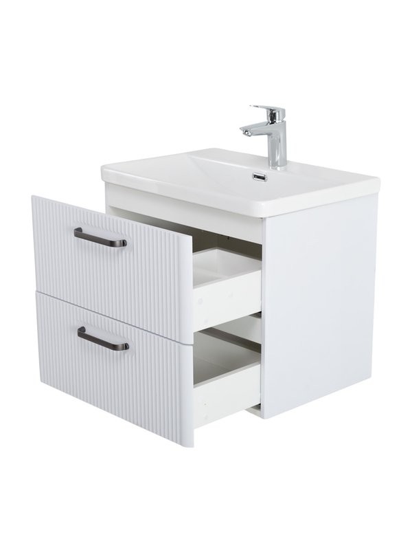 Тумба с раковиной BelBagno Due 50 ручки матовый темный никель, bianco lucido