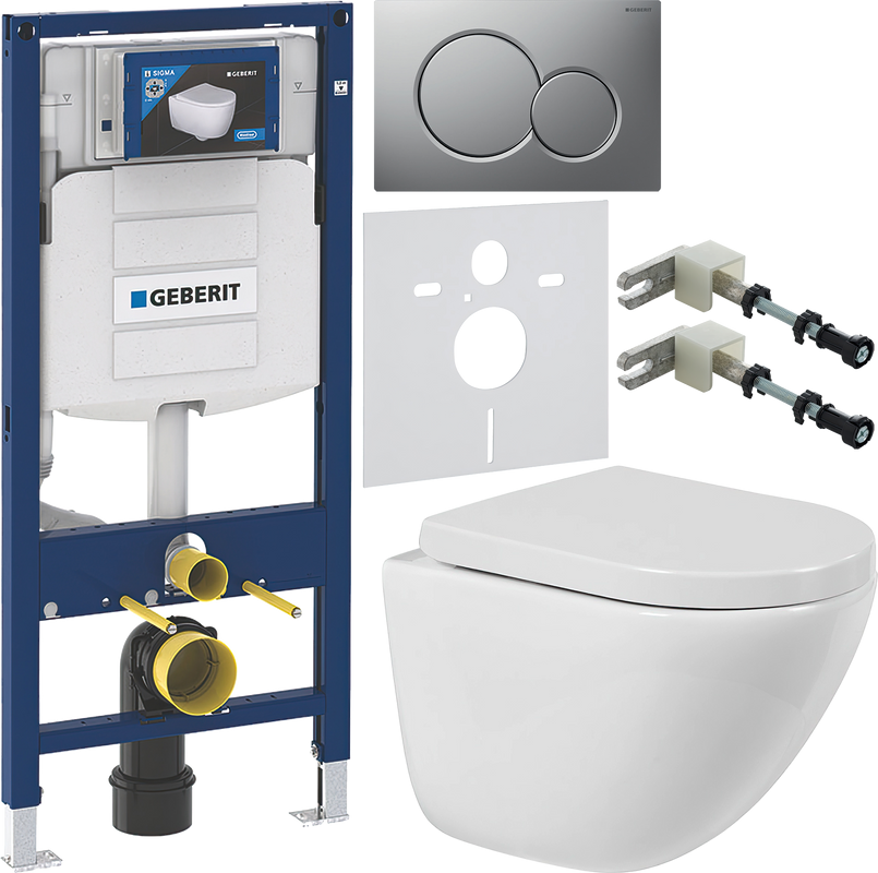 Комплект Унитаз подвесной BelBagno Amanda BB051CHR безободковый + Крышка Norma BB865SC с микролифтом + Инсталляция Geberit Duofix UP 320 111.300.00.5 + Кнопка Sigma 01 115.770.JQ.5 лакированная, матовый хром + Крепления 111.815.00.1 к стене + Звукоизоляци