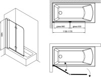 Шторка на ванну Koller Pool Waterfall Line 115х140, стекло прозрачное, L