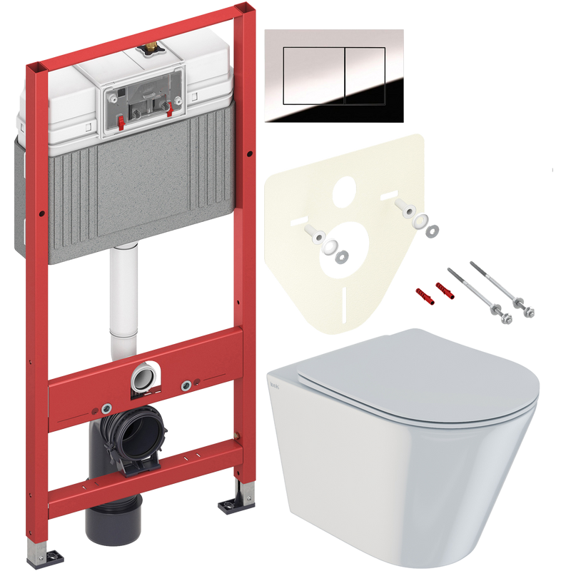 Комплект Унитаз подвесной IDDIS Calipso + Инсталляция TECE Now 9400412 4 в 1 с кнопкой смыва