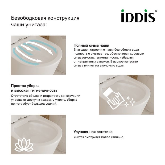 Комплект Унитаз подвесной IDDIS Calipso + Инсталляция TECE Now 9400412 4 в 1 с кнопкой смыва