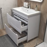 Тумба с раковиной Vigo Grani 80 напольная, белая, раковина Como 80