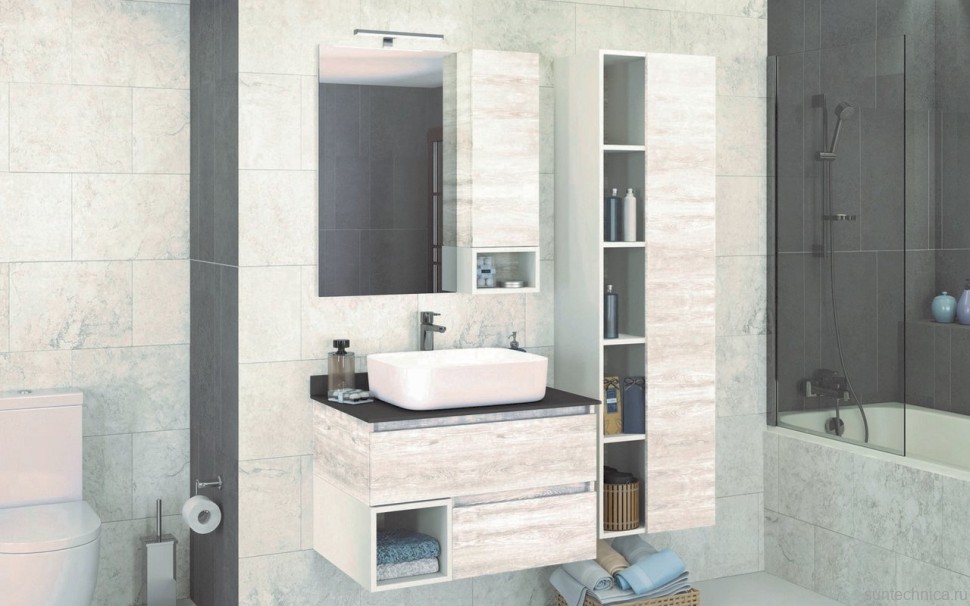Зеркало Comforty Прага 75 дуб белый
