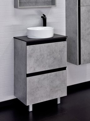 Тумба с раковиной Comforty Эдинбург 60Н напольная, светлый бетон, с раковиной Comforty 9111