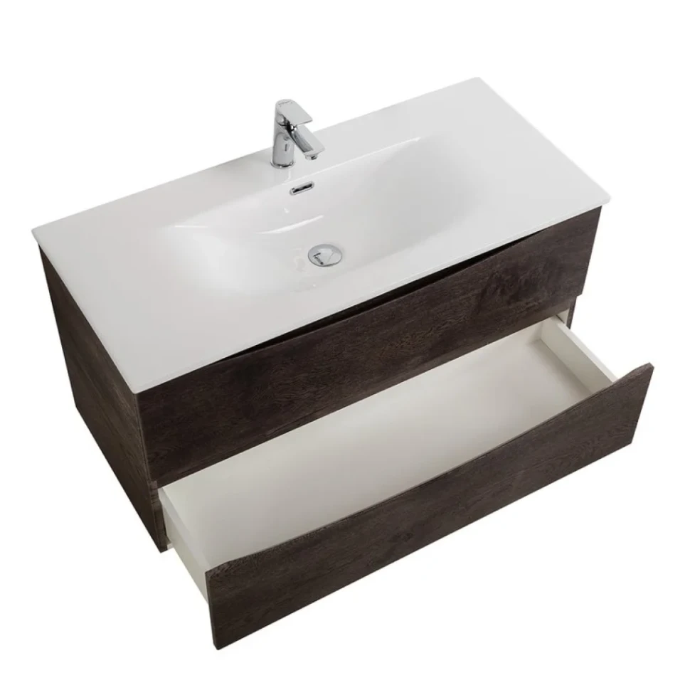 Мебель для ванной комнаты BelBagno Marino-cer-n 100 подвесная, rovere nature grigio
