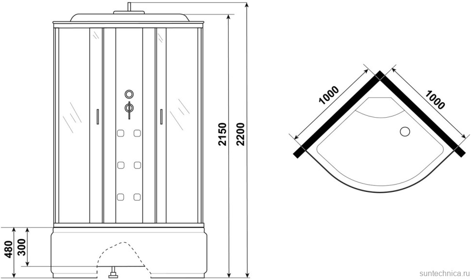 Душевая кабина Niagara Ultra NG-709-01 100х100, с высоким поддоном