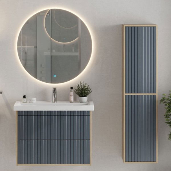 Мебель для ванной комнаты Onika Дайлер 80 подвесная, графит, дуб сонома