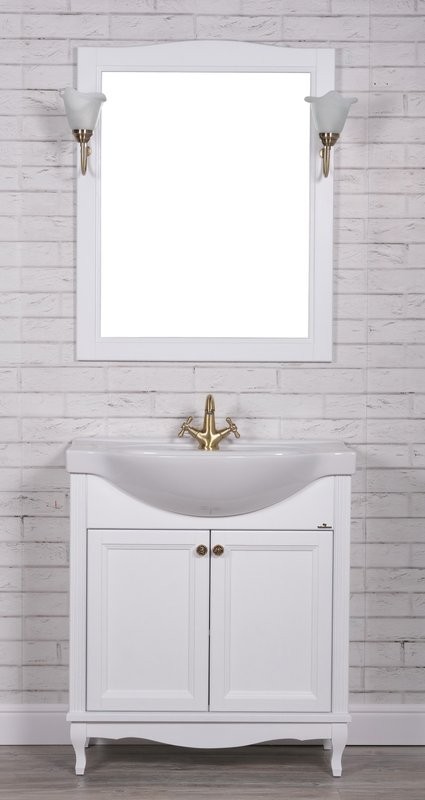 Мебель для ванной комнаты ValenHouse Эллина 80 белая, 2 дверцы, ручки бронза