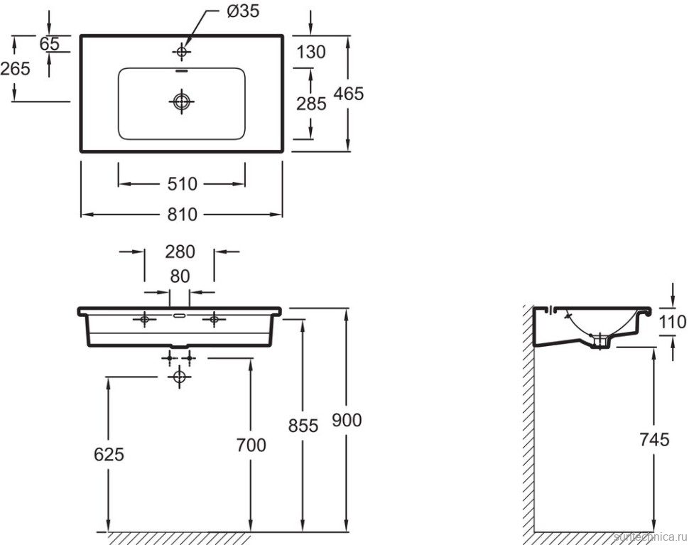 Мебельная раковина Jacob Delafon Vox EXAE112 80 см