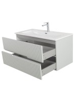 Тумба под раковину без столешницы Cezares Duet-n 100 подвесная, 2 ящика, жемчужная серая