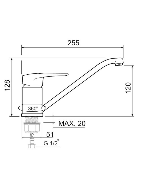 Смеситель для кухни РМС SL55 SL55-004F-25 хром