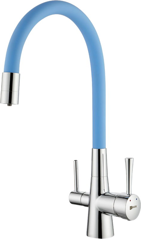 Смеситель для кухни Lemark Comfort LM3075C-SkyBlue с гибким изливом, хром, голубой