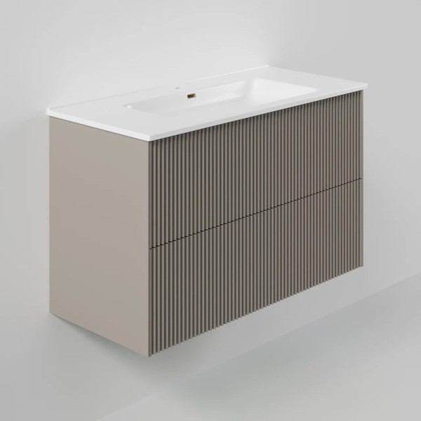 Тумба с раковиной La Fenice Terra Twin 100 подвесная, cappuccino, раковина Slim Line 100 см