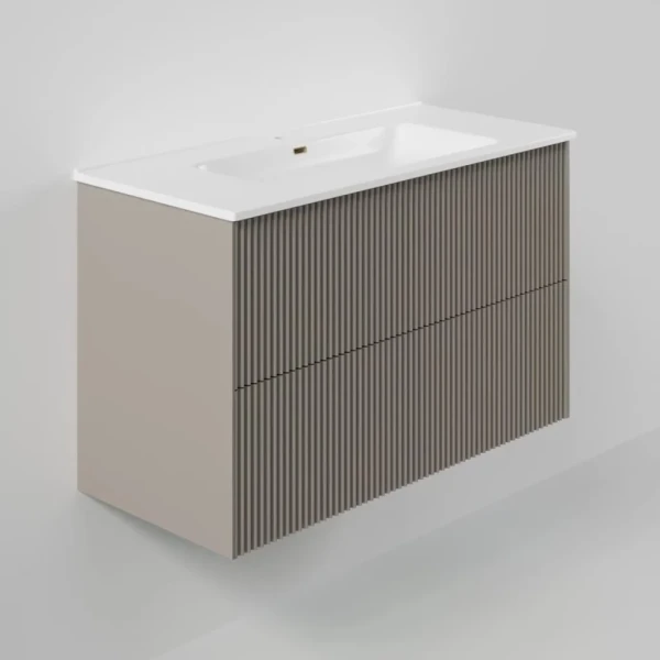 Тумба с раковиной La Fenice Terra Twin 100 подвесная, cappuccino, раковина Slim Line 100 см