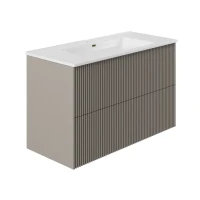 Тумба с раковиной La Fenice Terra Twin 100 подвесная, cappuccino, раковина Slim Line 100 см