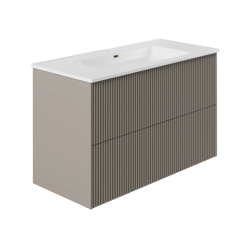 Тумба с раковиной La Fenice Terra Twin 100 подвесная, cappuccino, раковина Slim Line 100 см