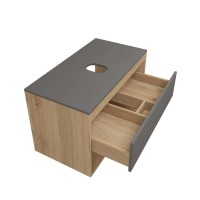 Тумба с раковиной Teymi Ritta 85 дуб эврика, матовый графит, раковина Iva 52