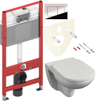 Комплект Унитаз подвесной Ideal Standard Tempo + Крышка T679201 петли хром + Инсталляция TECE Now 9400412 4 в 1 с кнопкой смыва