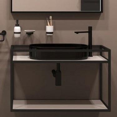 Консоль с раковиной Allen Brau Liberty 75 подвесная, черный браш, столешница бежевая