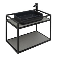 Консоль с раковиной Allen Brau Liberty 75 подвесная, черный браш, столешница бежевая