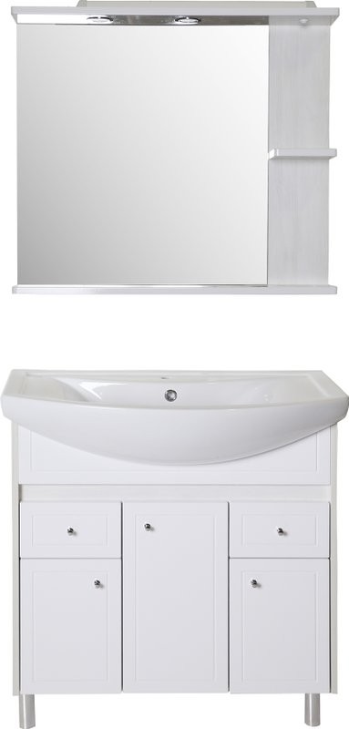 Зеркало ASB-Mebel Орхидея 80 белое, северное дерево, с подсветкой