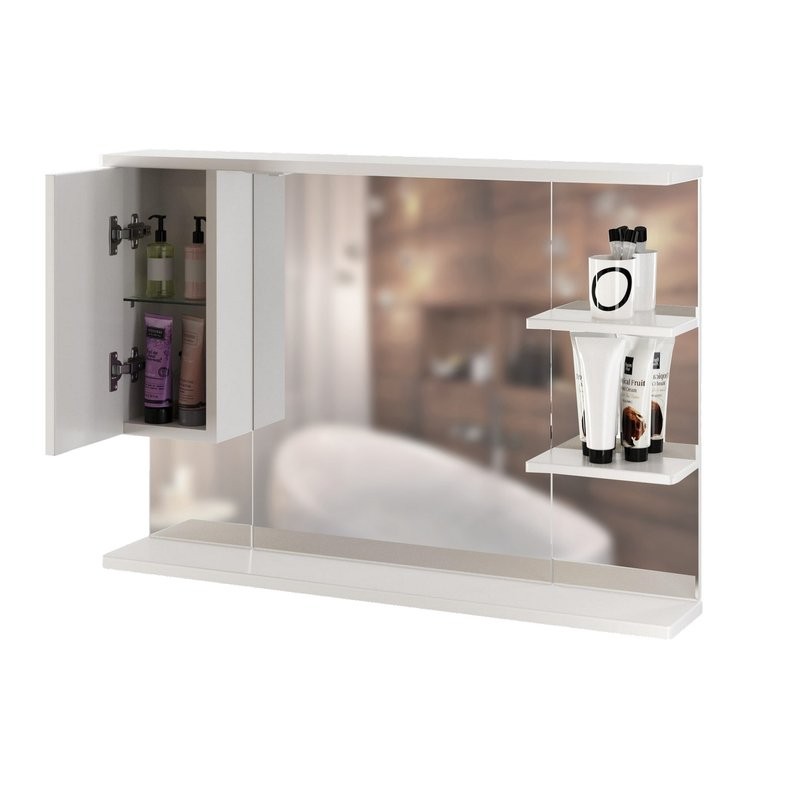 Шкаф с зеркалом в ванную MIXLINE 100х19х69,2 Белый ПВХ, 540873
