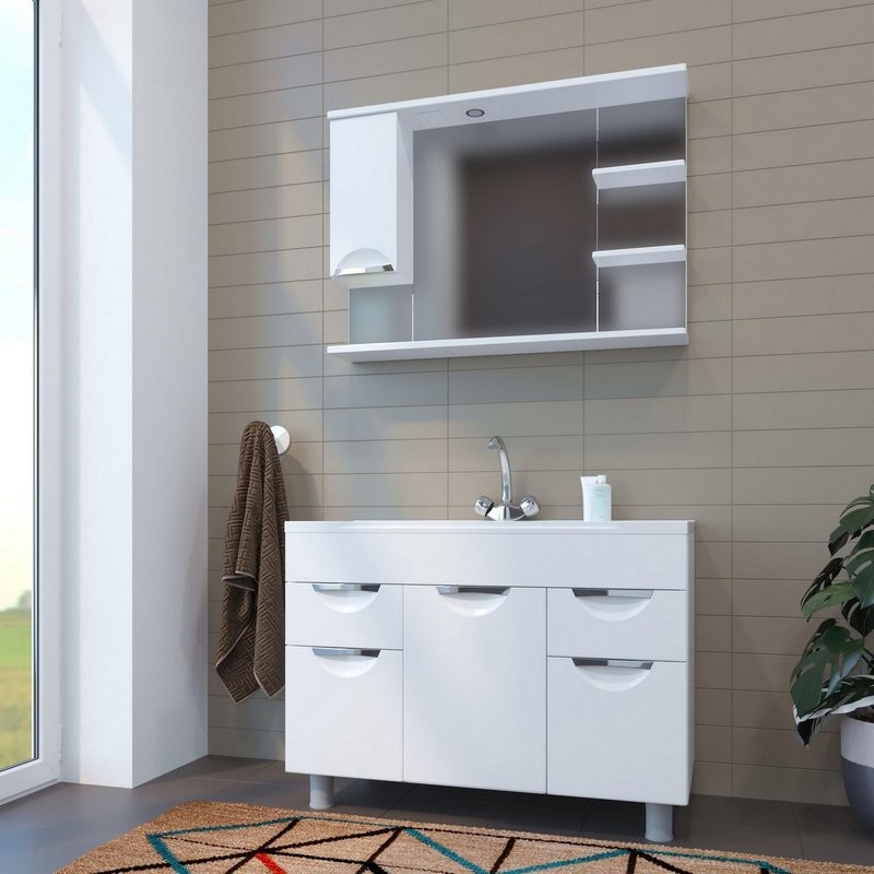 Шкаф с зеркалом в ванную MIXLINE 100х19х69,2 Белый ПВХ, 540873