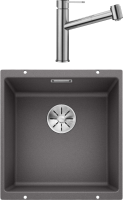 Комплект Мойка Blanco Subline 400-U темная скала + Смеситель Ambis-S 523119