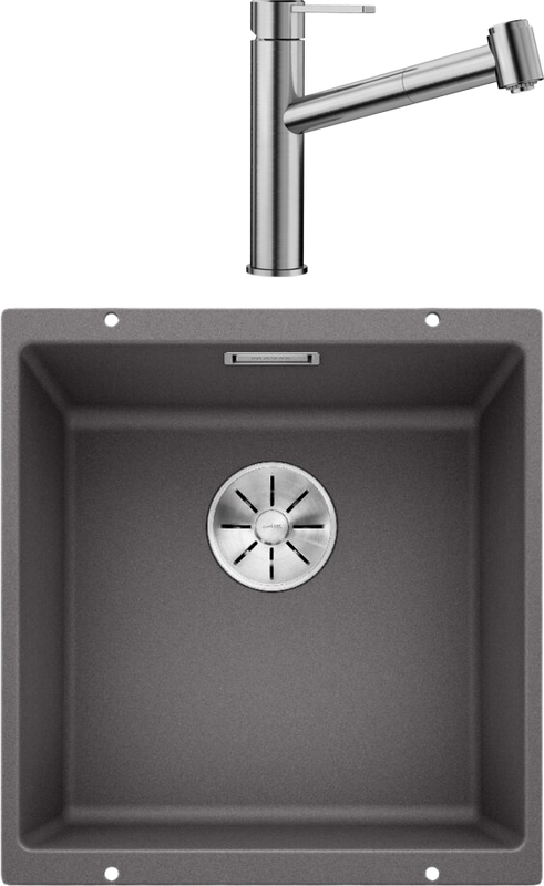 Комплект Мойка Blanco Subline 400-U темная скала + Смеситель Ambis-S 523119