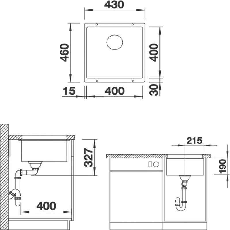 Комплект Мойка Blanco Subline 400-U темная скала + Смеситель Ambis-S 523119