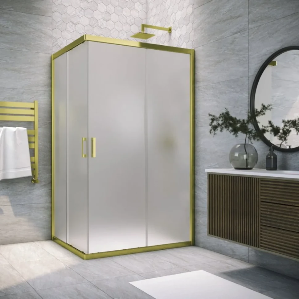 Душевой уголок Vegas Glass ZA-F Tur Novo h1900 120*100 09 10 профиль золото, стекло сатин