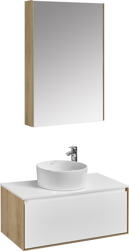 Мебель для ванной комнаты AQUATON Либерти 90 со столешницей белый глянец, раковина Mila 40