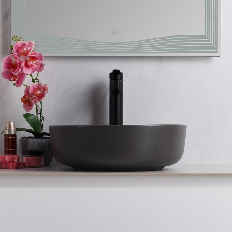 Накладная раковина BelBagno BB1315-H311 серая матовая
