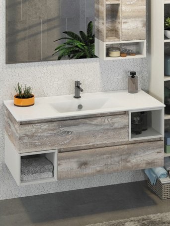 Мебель для ванной комнаты Comforty Турин 120М подвесная, бежевый дуб