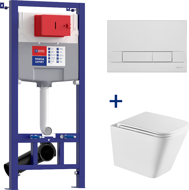 Комплект Lemark Florex 100121423 безободковый, с микролифтом, кнопка смыва хром глянец