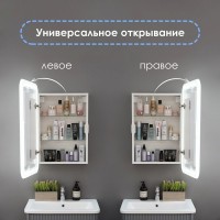 Зеркало-шкаф Alavann Cosmetic Light 60x80 с приближением, с подсветкой, глянцевый белый