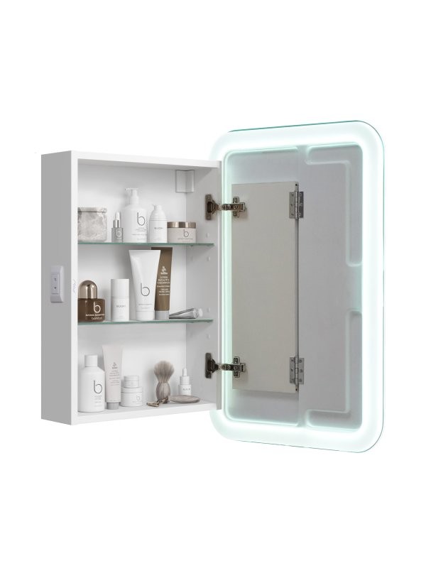Зеркало-шкаф Alavann Cosmetic Light 60x80 с приближением, с подсветкой, глянцевый белый