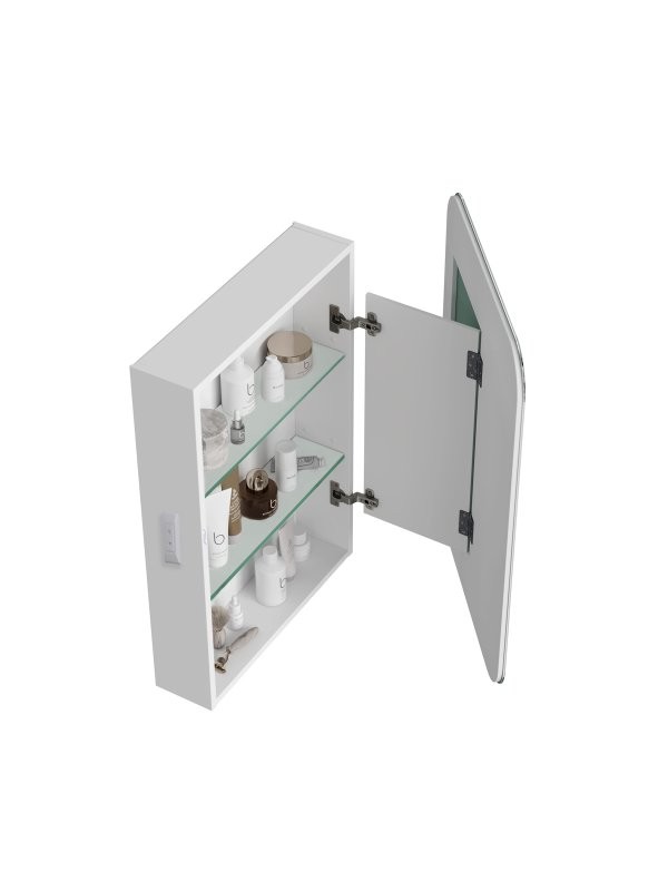 Зеркало-шкаф Alavann Cosmetic Light 60x80 с приближением, с подсветкой, глянцевый белый