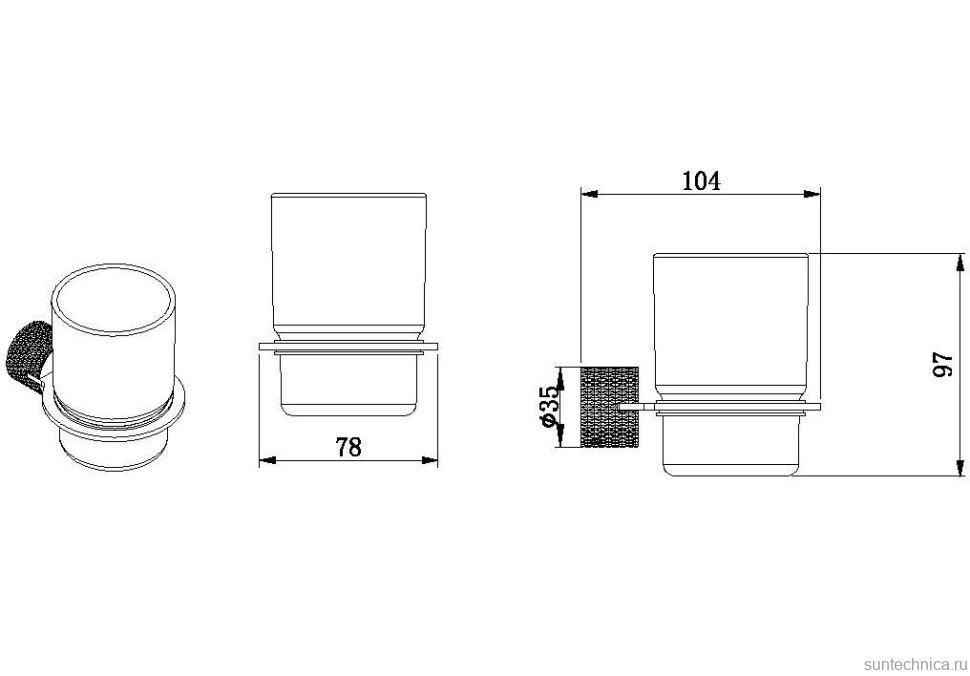 Стакан для ванной Allen Brau Priority 6.31C02-MG настенный, серый, стеклянный