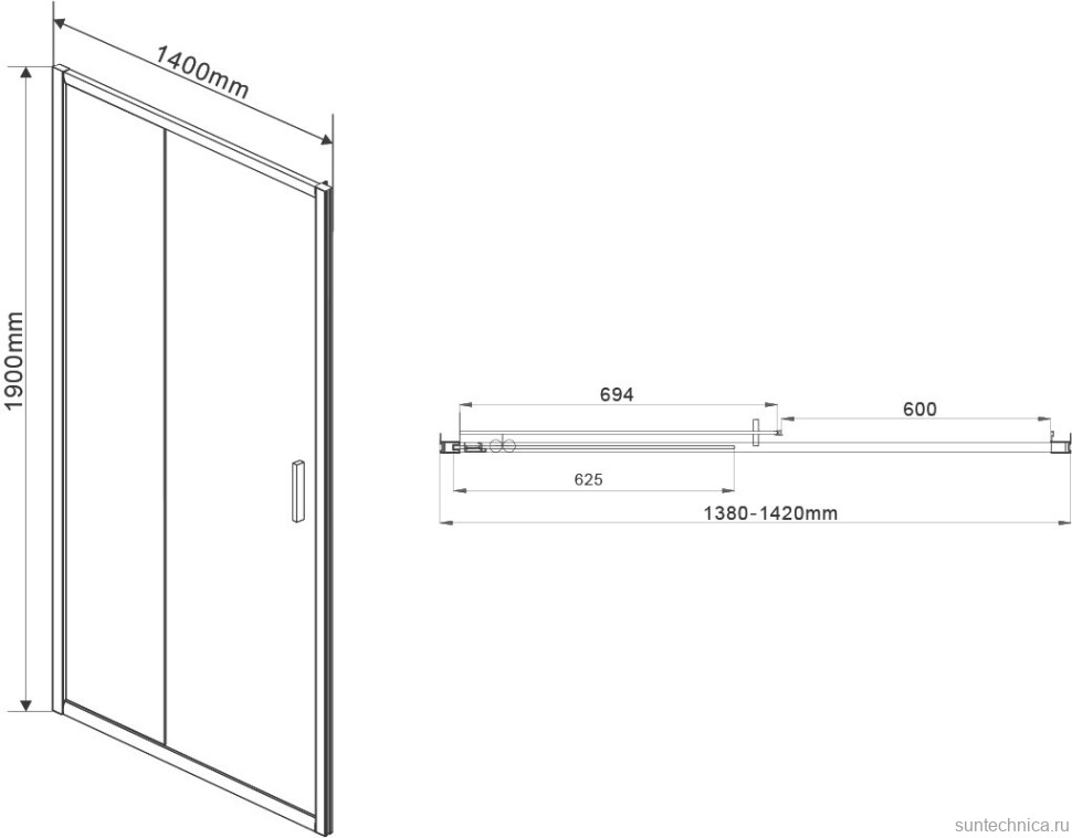 Душевой уголок Vincea Garda VSR-1G9014CLGM 140x90 см, профиль вороненая сталь, стекло прозрачное